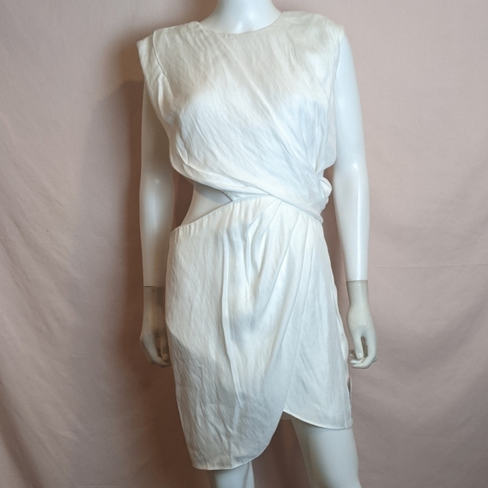 ASOS White Voile Grecian Inspired Drape Mini Cut Out Side Dress size 10